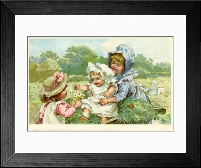 Framed Print : Stroefer. Young children in the fields. Anon. c1901. jpg Framed Print : Stroefer. Young children in the fields. Anon. c1901. jpg