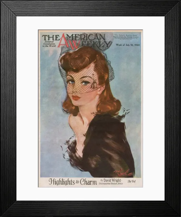 Framed Print : David Wright woman with black net veil Framed Print : David Wright woman with black net veil