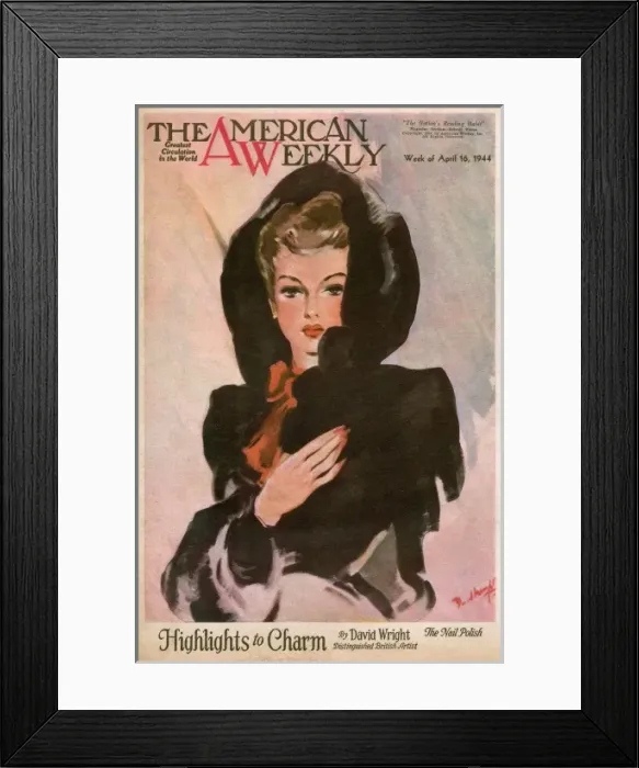 Framed Print : David Wright woman in black hooded coat Framed Print : David Wright woman in black hooded coat