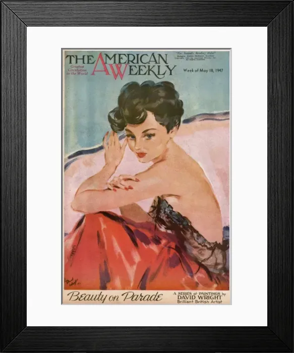 Framed Print : David Wright woman in black and red evening dress Framed Print : David Wright woman in black and red evening dress