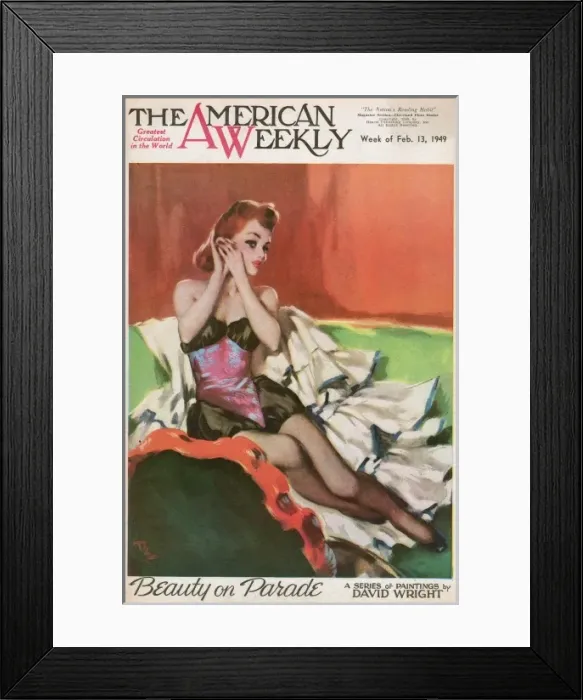 Framed Print : David Wright woman in black and pink underwear Framed Print : David Wright woman in black and pink underwear