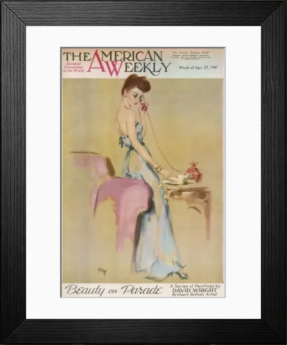 Framed Print : David Wright woman in pale blue evening dress Framed Print : David Wright woman in pale blue evening dress