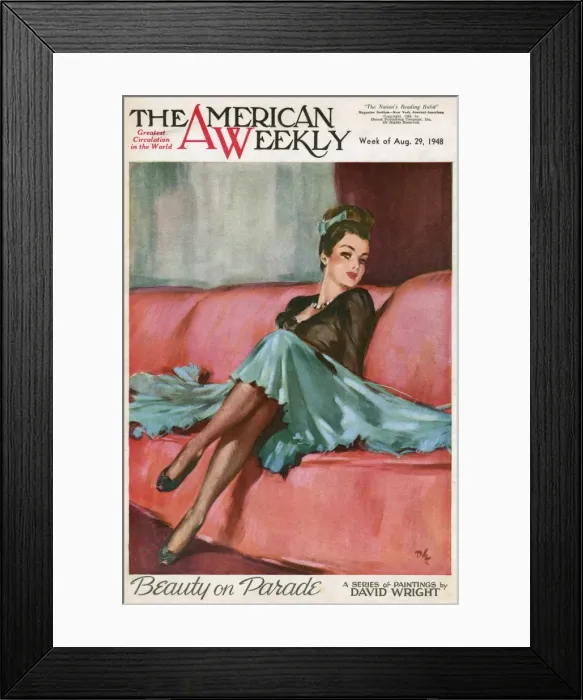 Framed Print : David Wright woman in wide green skirt Framed Print : David Wright woman in wide green skirt