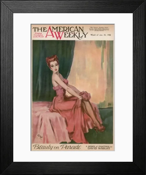 Framed Print : David Wright woman in pink evening dress Framed Print : David Wright woman in pink evening dress