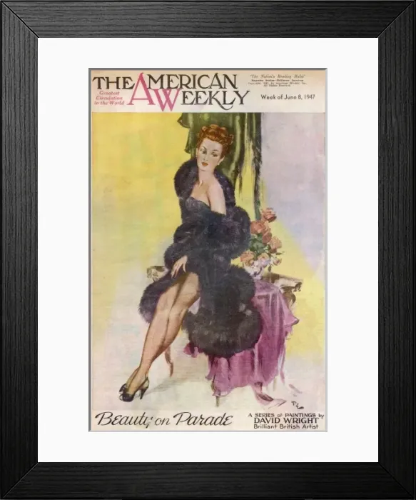 Framed Print : David Wright woman in black fur coat Framed Print : David Wright woman in black fur coat