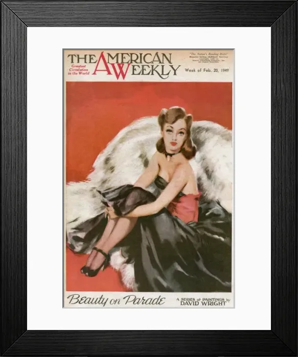 Framed Print : David Wright woman in black and red evening dress Framed Print : David Wright woman in black and red evening dress