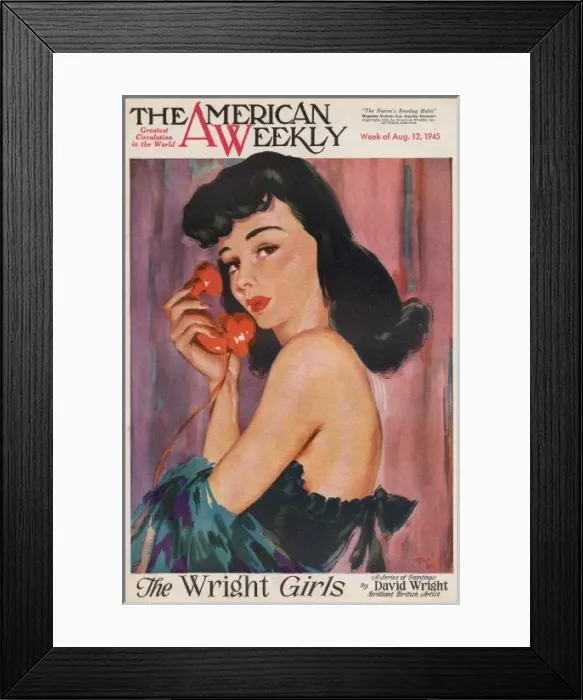 Framed Print : David Wright woman with red telephone Framed Print : David Wright woman with red telephone