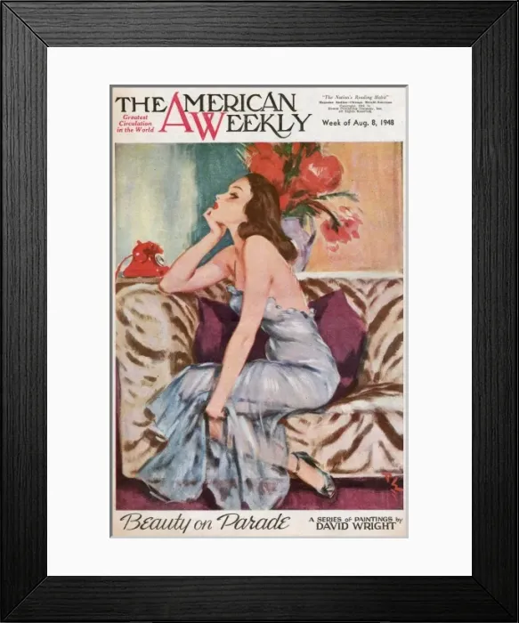 Framed Print : David Wright woman in pale blue evening dress Framed Print : David Wright woman in pale blue evening dress