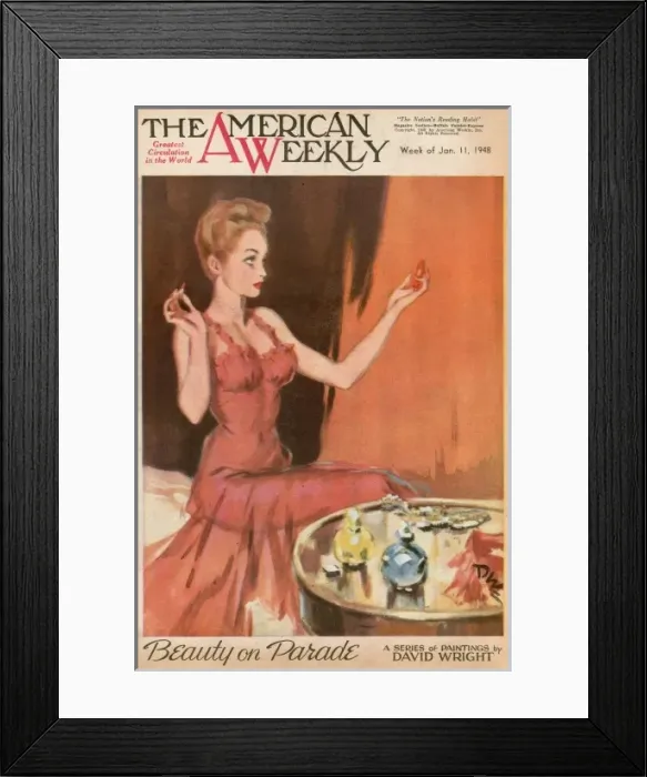 Framed Print : David Wright woman in red evening dress Framed Print : David Wright woman in red evening dress