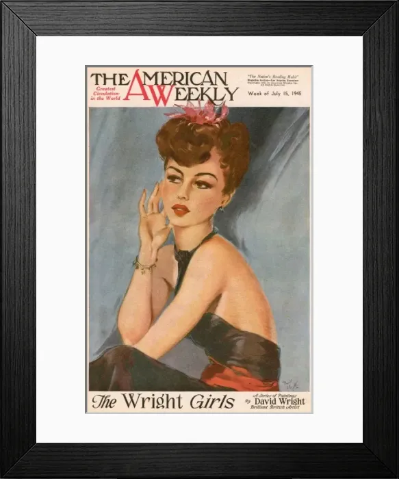 Framed Print : David Wright woman in black and red evening dress Framed Print : David Wright woman in black and red evening dress