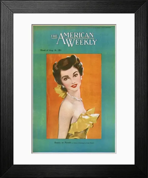 Framed Print : David Wright woman in gold coloured evening dress Framed Print : David Wright woman in gold coloured evening dress