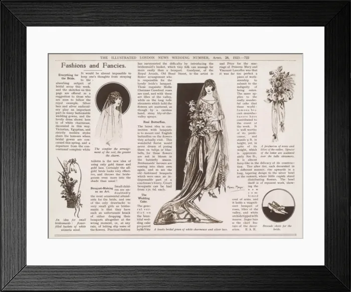 Framed Print : Bridal fashion feature in Royal Wedding Number, 1923 Framed Print : Bridal fashion feature in Royal Wedding Number, 1923
