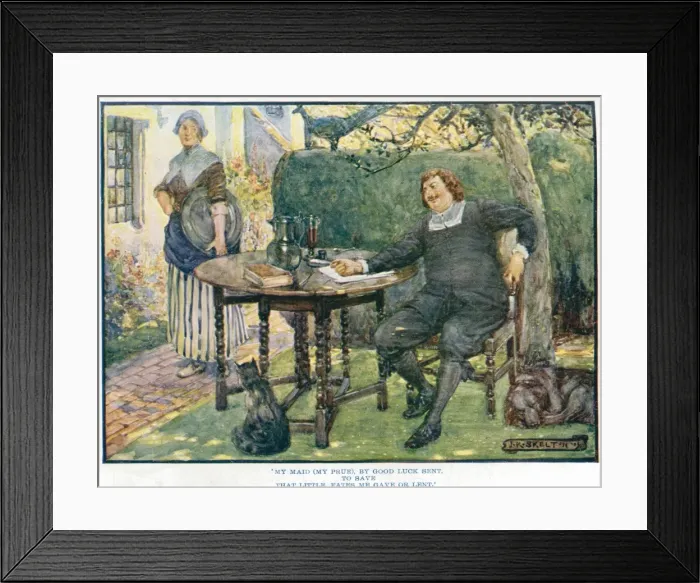 Framed Print : Robert Herrick in his Devonshire home Framed Print : Robert Herrick in his Devonshire home