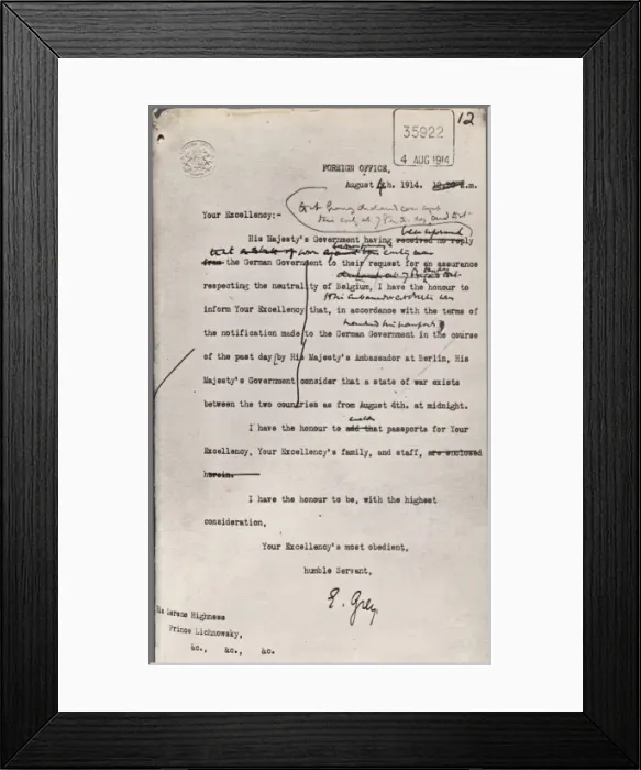Framed Print : Foreign Office War Declaration Framed Print : Foreign Office War Declaration