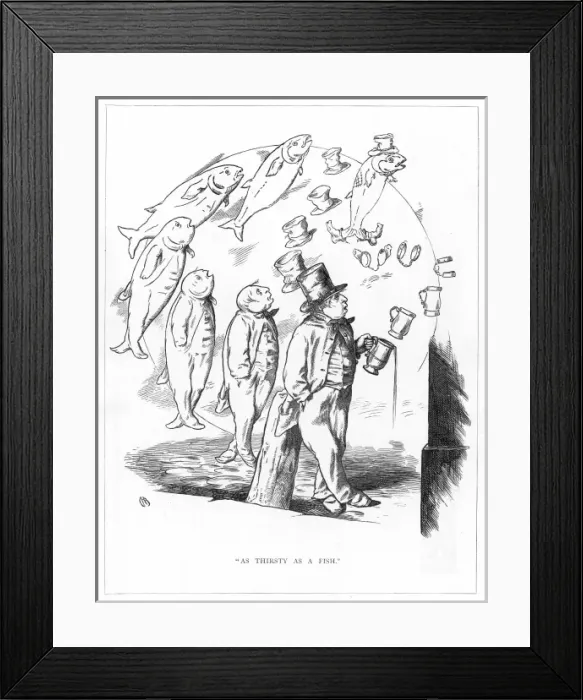 Framed Print : Origin Species, CH Bennett, Beer drinker - fish Framed Print : Origin Species, CH Bennett, Beer drinker - fish