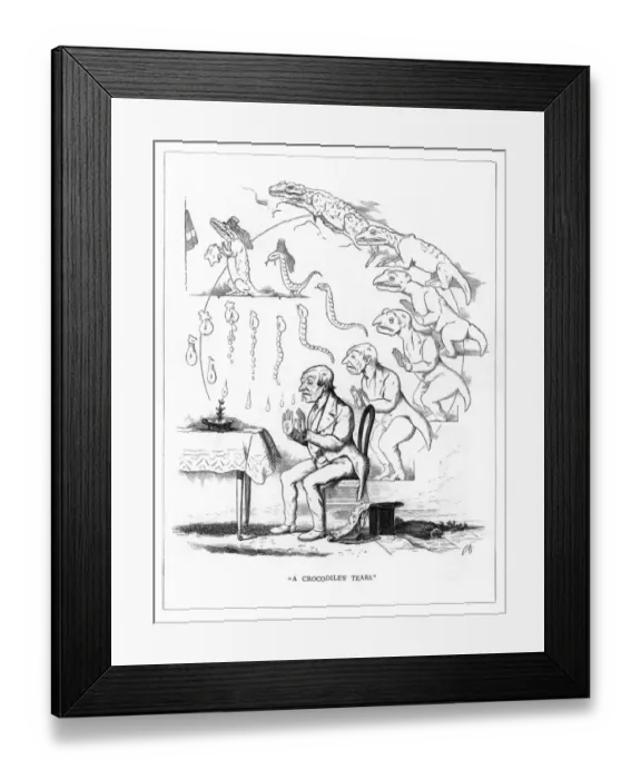 Framed Print : Origin Species, CH Bennett, grieving man - crocodile Framed Print : Origin Species, CH Bennett, grieving man - crocodile