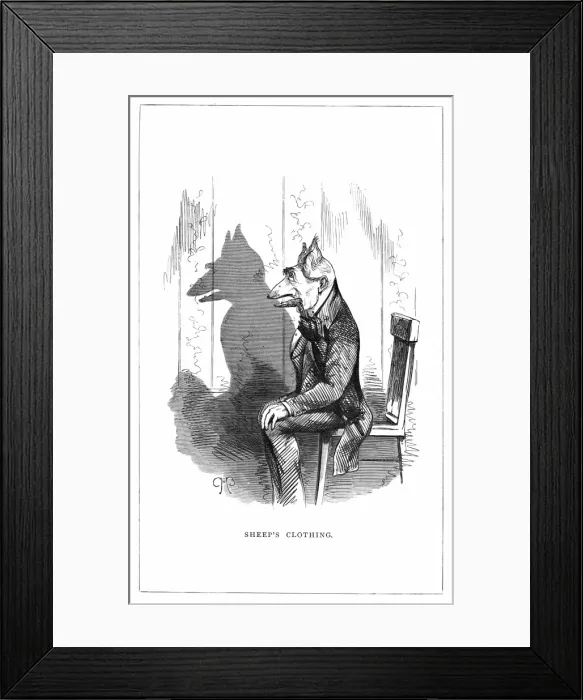 Framed Print : Shadow drawing. C. H. Bennett, Sheeps clothing Framed Print : Shadow drawing. C. H. Bennett, Sheeps clothing