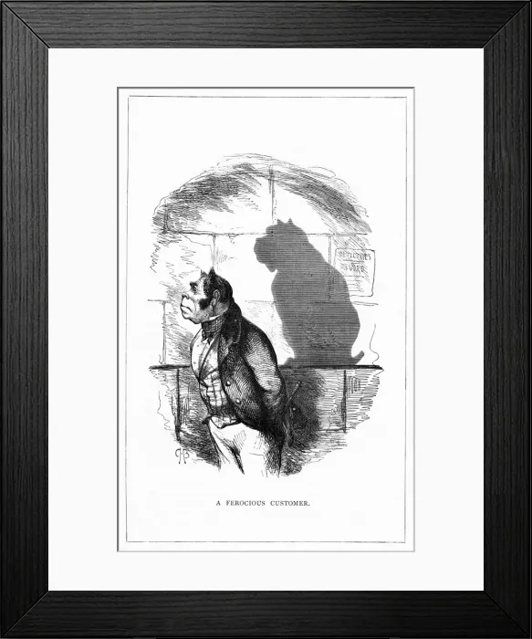 Framed Print : Shadow drawing. C. H. Bennett, A Ferocious Customer Framed Print : Shadow drawing. C. H. Bennett, A Ferocious Customer
