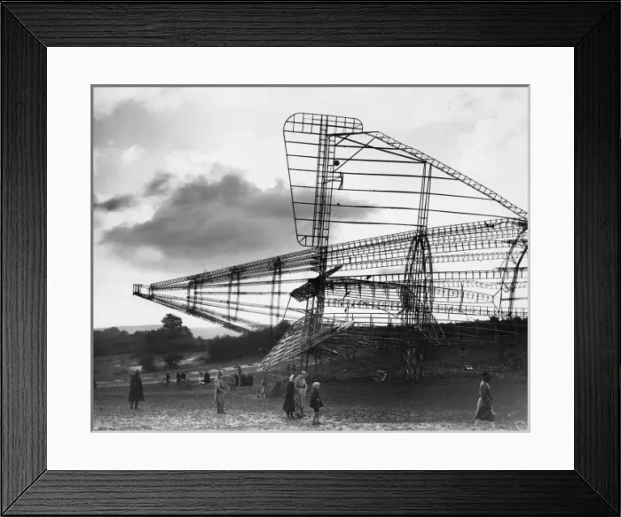 Framed Print : Tail of wrecked R101 airship at Beauvais Framed Print : Tail of wrecked R101 airship at Beauvais