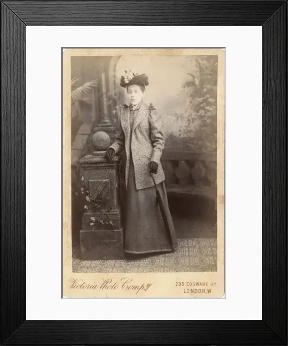 Framed Print : Young Victorian woman in outdoor clothes Framed Print : Young Victorian woman in outdoor clothes