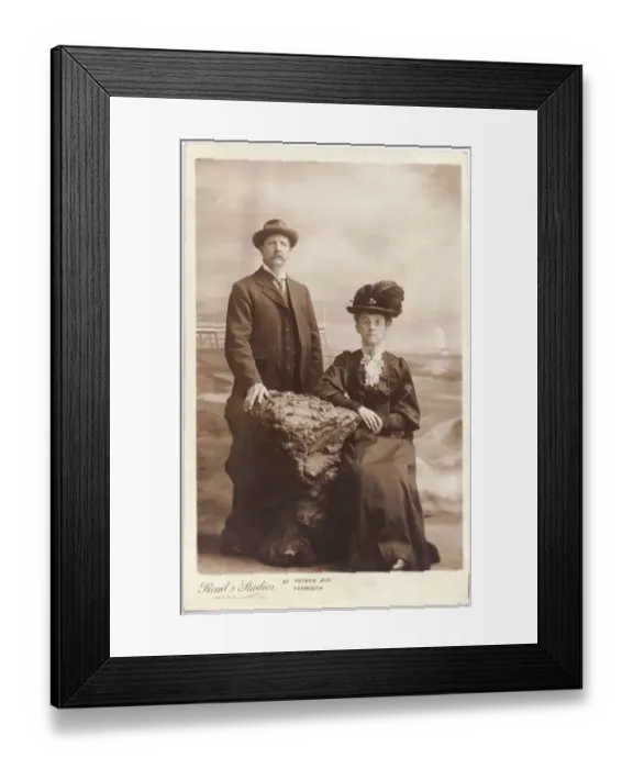 Framed Print : Elderly Edwardian couple in studio setting Framed Print : Elderly Edwardian couple in studio setting