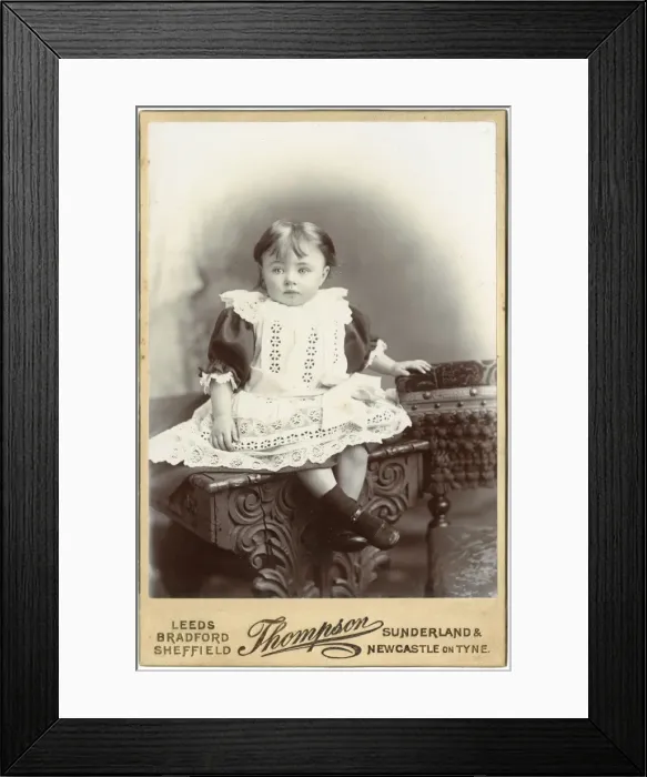 Framed Print : Little Victorian girl in white lacy dress Framed Print : Little Victorian girl in white lacy dress