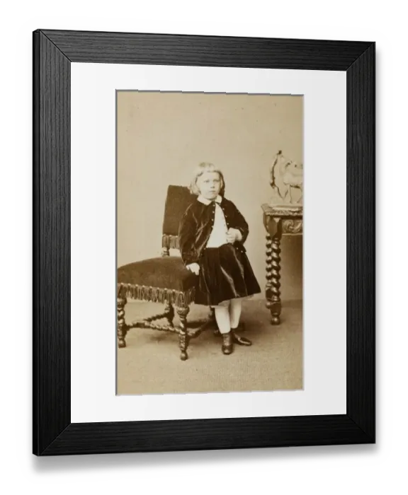 Framed Print : Victorian girl in matching velvet jacket and skirt Framed Print : Victorian girl in matching velvet jacket and skirt