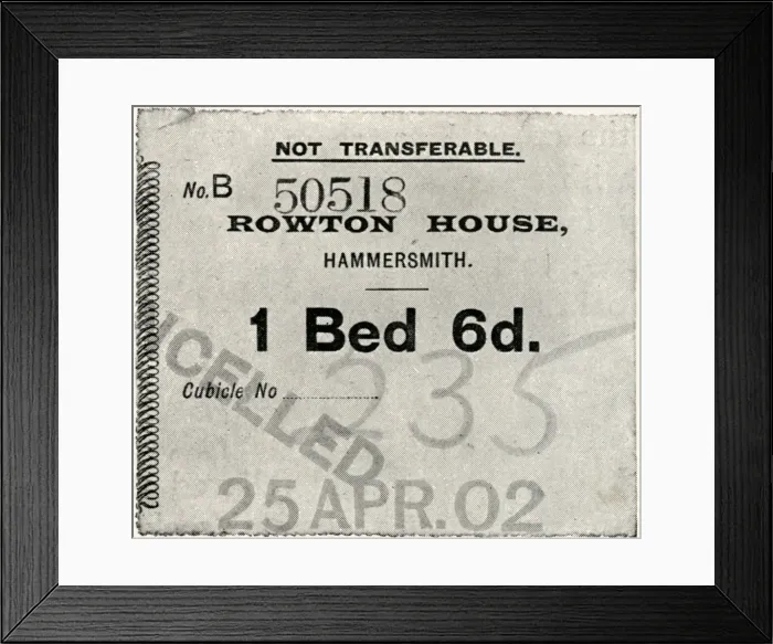 Framed Print : Entrance ticket, Rowton House, Hammersmith, London Framed Print : Entrance ticket, Rowton House, Hammersmith, London