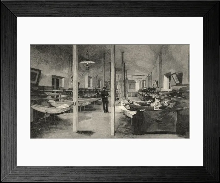 Framed Print : Hammocks in dormitory, Mettray Colony, France Framed Print : Hammocks in dormitory, Mettray Colony, France