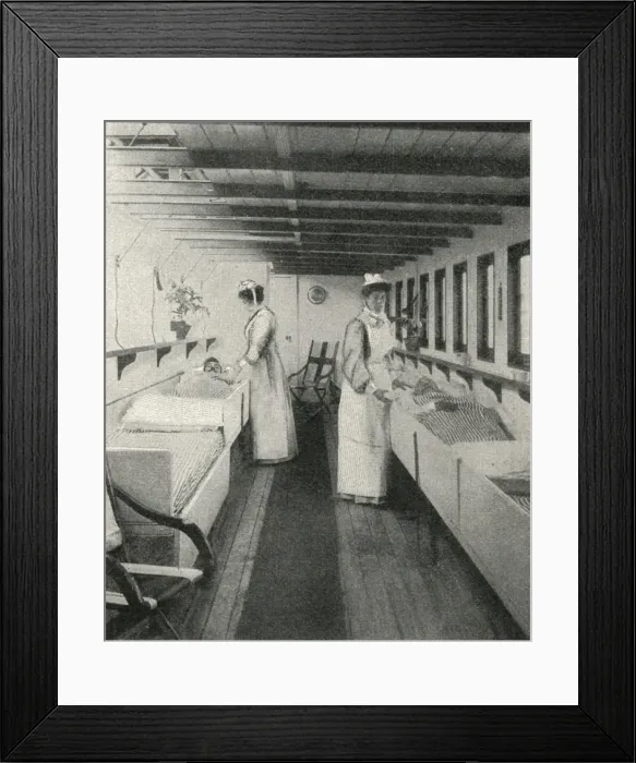 Framed Print : Nurses inside the river ambulance Geneva Cross Framed Print : Nurses inside the river ambulance Geneva Cross