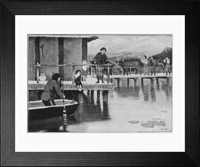 Framed Print : Bronze age lake dwellers, Aldin Framed Print : Bronze age lake dwellers, Aldin