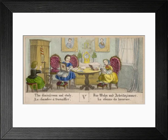 Framed Print : Dining room, mid 19c Framed Print : Dining room, mid 19c