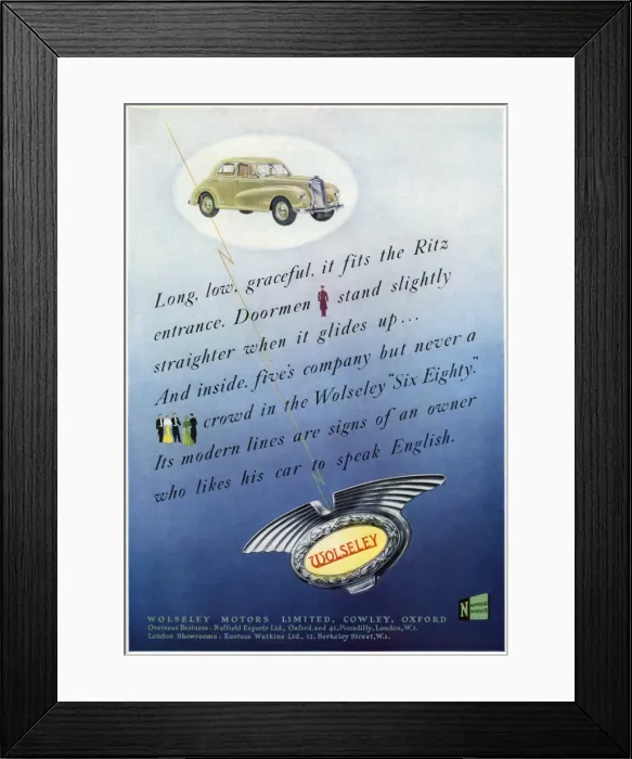 Framed Print : Wolseley car advertisement, 1950 Framed Print : Wolseley car advertisement, 1950
