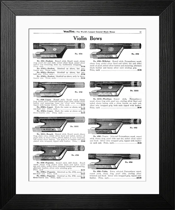 Framed Print : Violin accessories, Wurlitzer Framed Print : Violin accessories, Wurlitzer