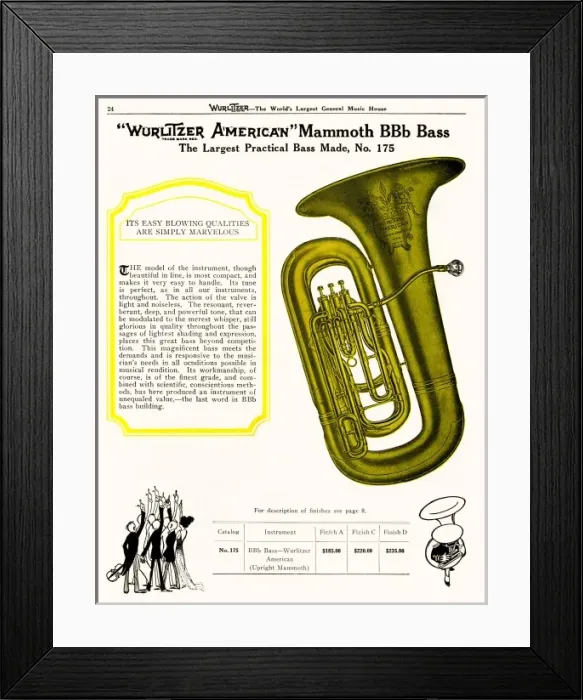 Framed Print : BB-flat Bass, Wurlitzer Framed Print : BB-flat Bass, Wurlitzer