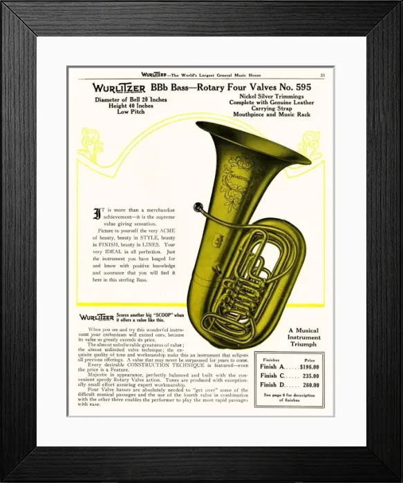 Framed Print : BB-flat Bass, Wurlitzer Framed Print : BB-flat Bass, Wurlitzer