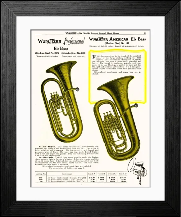 Framed Print : E-flat Bass, Wurlitzer Framed Print : E-flat Bass, Wurlitzer