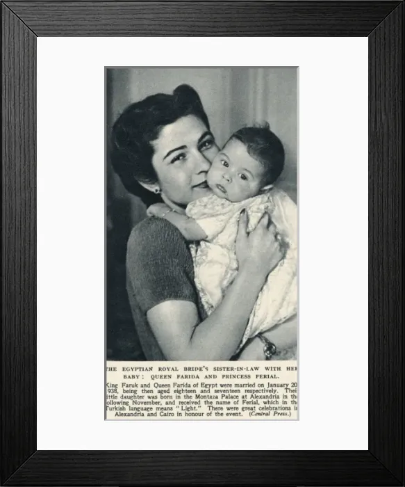Framed Print : Queen Farida of Egypt and Princess Ferial Framed Print : Queen Farida of Egypt and Princess Ferial