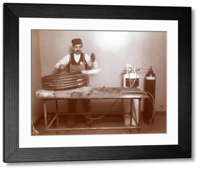Framed Print : Welder welding Framed Print : Welder welding