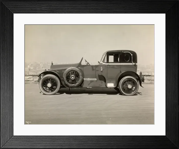 Framed Print : 1920s car. Automobile (Cars). Automobile parked near a stone wall Framed Print : 1920s car. Automobile (Cars). Automobile parked near a stone wall