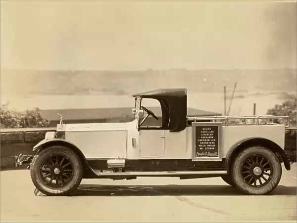 1920s car. Automobile (Cars). Truck advertising Douglas C. Burrelle used cars