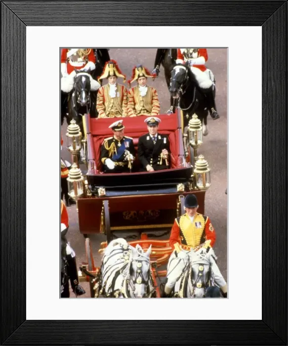 Framed Print : Prince Charles and Prince Andrew on the way to St Pauls Cath Framed Print : Prince Charles and Prince Andrew on the way to St Pauls Cath