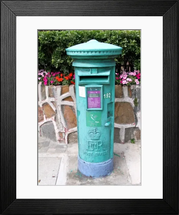 Framed Print : Hong Kong. Green Post Box in Hong Kong, China Framed Print : Hong Kong. Green Post Box in Hong Kong, China