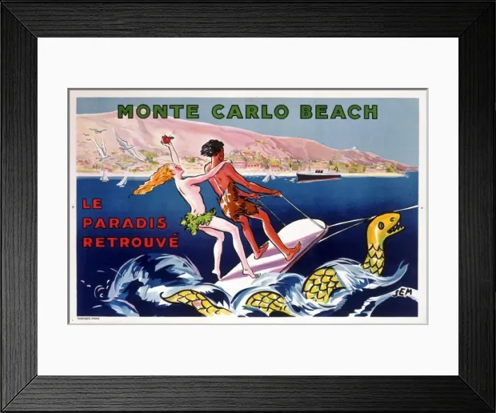 Framed Print : Poster for Monte-Carlo Beach, Monaco Framed Print : Poster for Monte-Carlo Beach, Monaco