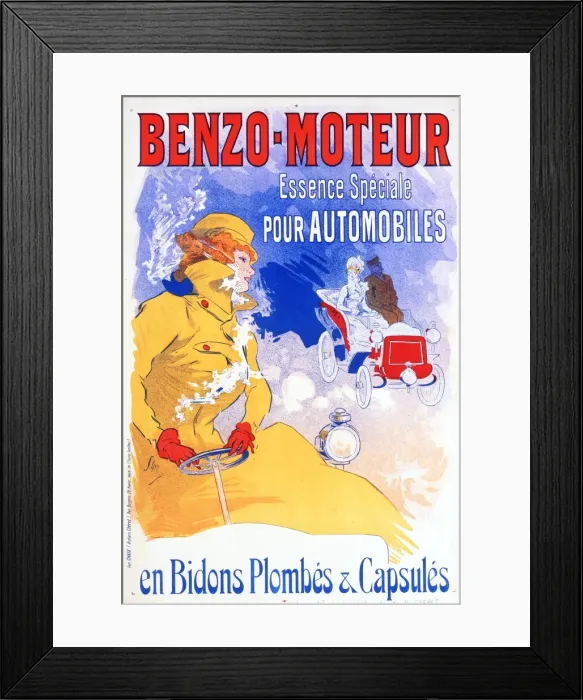 Framed Print : Benzo Moteur Oil Poster - Cheret Framed Print : Benzo Moteur Oil Poster - Cheret