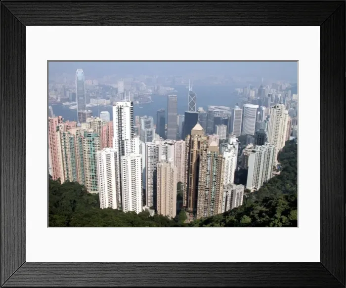 Framed Print : Hong Kong skyline from The Peak showing the Cheung Kong Centre, the Bank of China Tower Framed Print : Hong Kong skyline from The Peak showing the Cheung Kong Centre, the Bank of China Tower