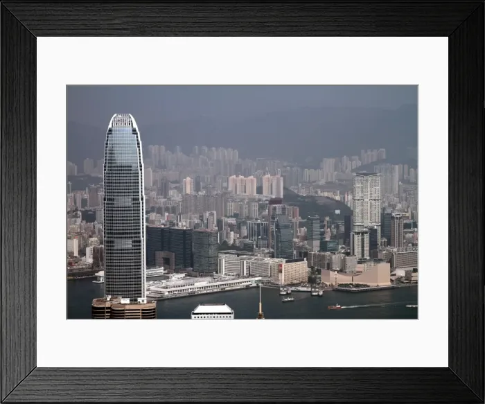 Framed Print : Hong Kong. View from The Peak showing Two IFC and the Kowloon skyline in Hong Kong, China Framed Print : Hong Kong. View from The Peak showing Two IFC and the Kowloon skyline in Hong Kong, China