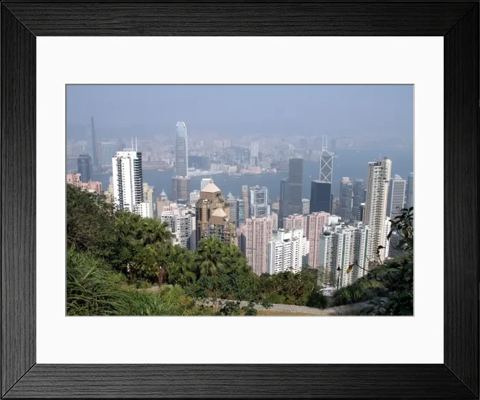 Framed Print : Hong Kong skyline and Kowloon in the distance from The Peak in Hong Kong, China Framed Print : Hong Kong skyline and Kowloon in the distance from The Peak in Hong Kong, China