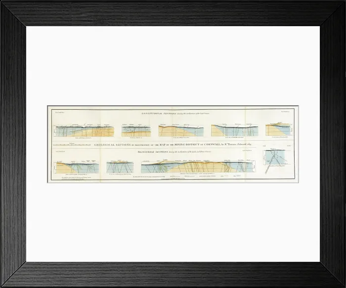 Framed Print : Geological Sections -Map of the Mining District of Cornwall Framed Print : Geological Sections -Map of the Mining District of Cornwall