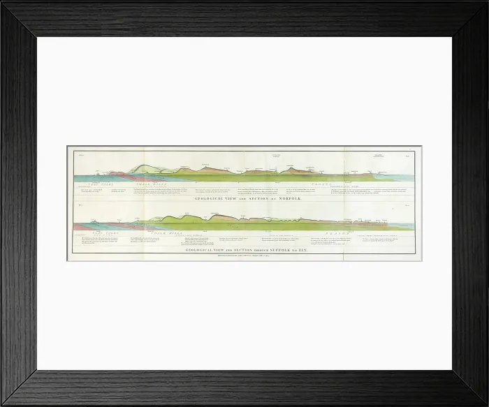 Framed Print : Geological view and sections of Norfolk and Suffolk Framed Print : Geological view and sections of Norfolk and Suffolk